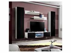 Ensemble meuble tv fly o1 avec led. Coloris blanc et noir. Meuble suspendu design pour votre salon.