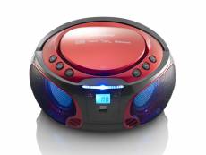 Radio portable fm et lecteur cd/mp3/usb/bluetooth® avec éclairage led lenco rouge-noir SCD-550RD