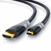 CSL - 2m Câble Micro HDMI Type D vers HDMI Type A - Micro HDMI à HDMI - Contacts plaqués Or HQ Micro HDMI 1.4 a avec Prise en Charge Vraie 3D et Ether