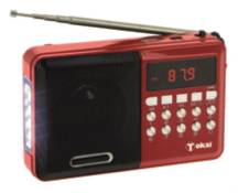 RADIO FM MP3 PORTABLE + LAMPE 4 LEDS, ENTRÉES USB, MICRO SD ET AUX. - Tokai - Rouge