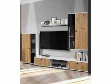 Furnix meuble multimédia Sarai meuble-paroi 4 éléments avec led 240 x 180 x 40,2 cm blanc artisan