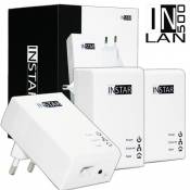 INSTAR 100370 Kit de démarrage 3 adaptateurs CPL avec Prise de Courant intégrée 500 Mbps Blanc 2 W