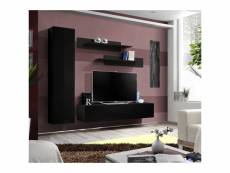 Meuble tv fly g1 design, coloris noir brillant. Meuble suspendu moderne et tendance pour votre salon.