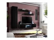 Ensemble meuble tv fly r1 avec led. Coloris noir. Meuble suspendu design pour votre salon.