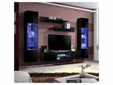Ensemble meuble tv fly o3 avec led. Coloris noir. Meuble suspendu design pour votre salon.