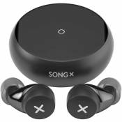 Chrono Écouteurs sans fil SONGX True, écouteurs Bluetooth à réduction de bruit étanches avec design Star Loop, lumière halo, dé