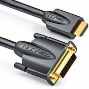 deleyCON 5m Câble HDMI vers DVI - Connecteur HDMI à Prise DVI 24+1 - HDTV 1080p Full HD 1920x1080 - Contacts Plaqués Or - TV Beamer PC - Noir