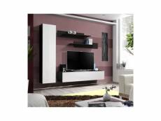 Meuble tv fly g1 design, coloris noir et blanc brillant.