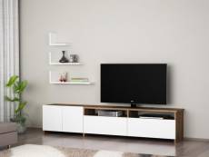 Ensemble meuble tv gelincik blanc noyer 180 cm Azura-42309