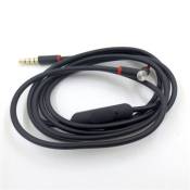Câble 3,5 mm IOS avec contrôle pour casque Sony MDR-1A MDR-1R MDR-10R 1000XM2 1000XM3 1AM2 H900N XB950B1 Z1000 1rmk2 100AAP/1000X 100abn Noir