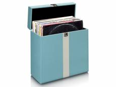 Valise de rangement pour max. 30 vinyles lenco bleu-blanc TTA-300BUWH