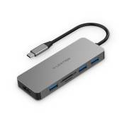 Adaptateur USB-C HUB Lention , 6 en 1 , compatible Macbook air/pro - Gris