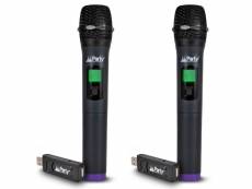 Lot de 2 systèmes de microphones à mains sans fils avec écrans digitals uhf via usb