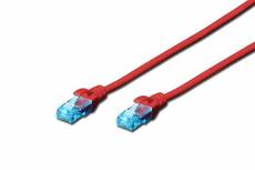 DIGITUS Câble LAN Cat 5e - 3m - Câble réseau CCA avec RJ45 - U/UTP Non blindé - Compatible Cat-6 & Cat-5 - Rouge