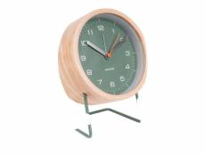 Horloge réveil en bois innate - diam. 14 cm - vert