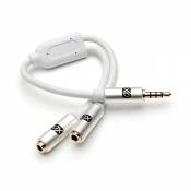 XO Cable Y 3.5mm vers 2 x 3.5mm Blanc, Separateur Y Audio Mic pour Écouteurs avec des Prises écouteurs séparés - Adaptateur Stereo 3.5mm Mâle vers Deu