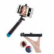 Shot Case - Perche Selfie Metal pour Sony Xperia XA1 Ultra Smartphone avec Cable Jack Selfie Stick Android iOS Reglable Bouton Photo (Couleur Bleu)