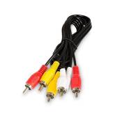 Câble audio vidéo rca, 3 x rca mâle à 3 x rca mâle rouge / blanc / jaune, noir