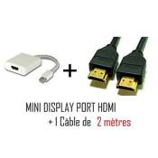CABLING® Cordon Mini Displayport Mâle / HDMI Femelle + Câble HDMI 2 mètres