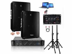 Sonorisation ibiza sound, 2 enceintes 1200w - ampli sono 960w - table de mixage djm usb - câbles offerts - pa sono mix bar club