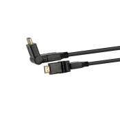 Câble HDMI Articulé 180° 4K Ultra HD High Speed noir audio/vidéo mâle/mâle 3 mètres Gold - SEDEA - 914533