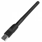 OcioDual Adaptateur Récepteur USB Clé WiFi avec Antenne sans Fil 150 Mbps 2dBi 2.4GHz RT5370 Wi-FI Dongle Noir pour PC