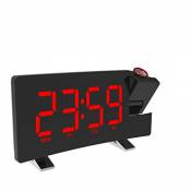 AOZBZ Horloge de Projection à LED 7 ”Horloge de Projection à écran incurvé Radio FM Réveil Double Alarme Chargeur USB Fonction Snooze Horloge de Burea