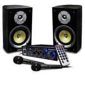 Enceintes Hifi Mash Rubis 6, 2x 80W, Boomer 16cm, Ampli LTC Audio MFA1200-BT LTC Karaoké Hifi 100W USB/Bluetooth - 2 Micros