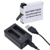 Kit dual chargeur Gopro 4 + Batterie Li-Ion pour GOPRO 4 Black & Silver.