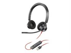 Poly Blackwire 3320 - Blackwire 3300 series - micro-casque - sur-oreille - filaire - Suppresseur de bruit actif - USB-A - noir