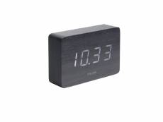 Horloge réveil en bois square - h. 10 cm - noir