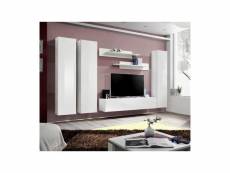 Meuble tv fly c1 design, coloris blanc brillant. Meuble suspendu moderne et tendance pour votre salon.