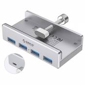ORICO Hub USB 3.0, 4 Port USB Multiport 5 Gbps Data Transmission, Externe Alimentation Port et Alliage D'aluminium Adaptateur, Câble Long de 1.5M, Cli
