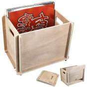 Boîte de rangement pour disques vinyle LP - Caisse de stockage de vinyle LP - bois - marron