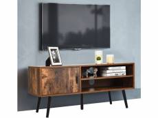 Costway meuble tv pour télévisons jusqu’à 42 pouces avec 1 portes et 2 étagères en bois pour salon, chambre, 110 x 39,5 x 50,5 cm, style industriel, m