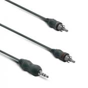 Metronic 370080 Câble audio jack stéréo 3,5 mm mâle/2 RCA mâle 1,2 m