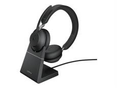 Jabra Evolve2 65 MS Stereo - Micro-casque - sur-oreille - Bluetooth - sans fil - USB-A - isolation acoustique - noir - avec support de chargement - Ce