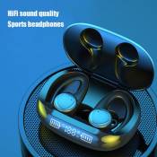 GUPBOO TWS crochet écouteurs Bluetooth V5.1 sans fil antibruit casque de sport écouteurs intra-auriculaires avec micro pour tél