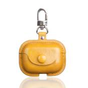 Etui Coque de protection en cuir avec boucle pour votre Apple AirPods Pro - Orange