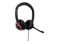 V7 HA530E - Micro-casque - sur-oreille - filaire - jack 3,5mm - noir, rouge