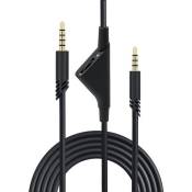 Câble d'extension audio Mcbazel 2M avec contrôle du volume pour casque de jeu Logitech Astro A10 / A30 / A40