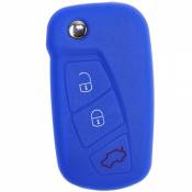 Key Silicon Soft Case Cover Housse de Protection Bleu Compatible avec Ford KA