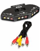 Fosmon AV Audio Video RCA 3 Way Switch Splitter + Cable