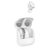 Hama Oreillette Bluetooth Stereo blanc Affichage de la charge de la batterie, micro-casque, boîtier de charge, volume réglable, commande tactile