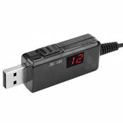 LANTRO JS Câble convertisseur USB Boost, Câble de Convertisseur Elévateur de Tension de Port USB vers Câble de Tension Continue 9V / 12V avec écran à