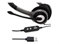V7 HU521-2EP - Micro-casque - sur-oreille - filaire - USB - noir