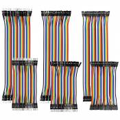 YXPCARS 240pcs Jumper Wires Kit Fils Cavaliers 10cm et 20cm Mâle à Femelle, Mâle à Mâle, Femelle à Femelle sans Soudure Breadboard Multicolores Câbles