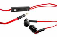 Elbe AU-R10-MIC Écouteurs Intra-Auriculaires avec Micro et régulateur de Volume Câble Plat Rouge