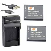 DSTE Li-90B Li-ION Batterie (2-Pack) et Chargeur USB