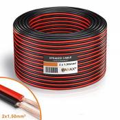 MANAX Câble de haut-parleur CCA 2 x 1,5 mm² rouge/noir 50,0m